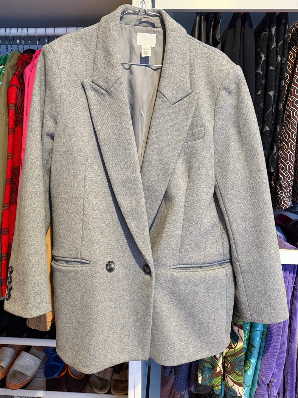 Double-Breasted Wool Blend Blazer
